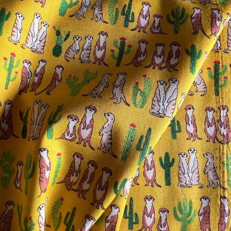 Asano - Cotton Sheeting - Meerkats - French's Yellow