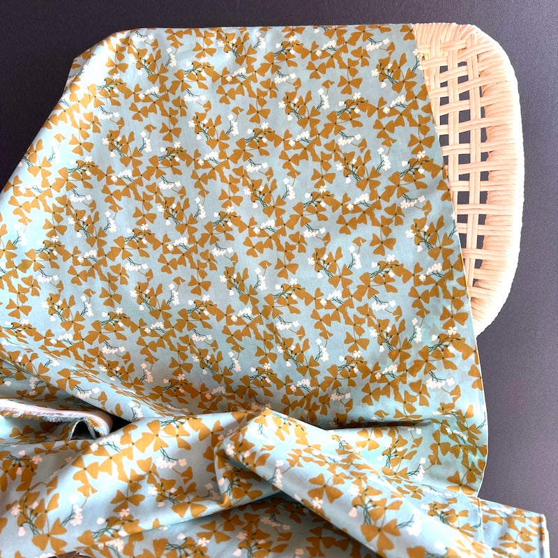 Sevenberry - Cotton Lawn - Oxalis - Mustard on Aqua