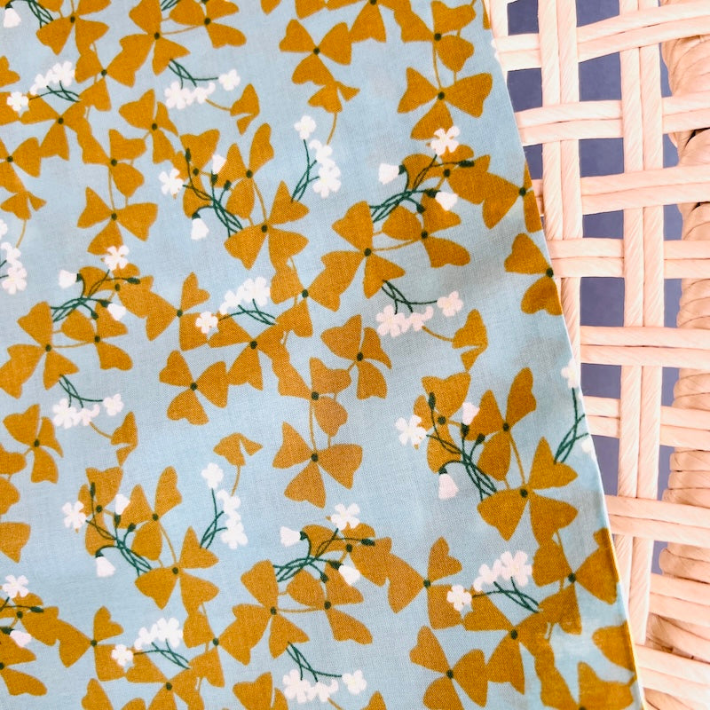 Sevenberry - Cotton Lawn - Oxalis - Mustard on Aqua