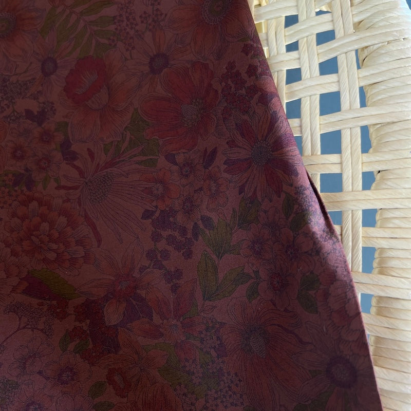 Sevenberry - Cotton Poplin - Over-Dyed Floral - Burnt Brick