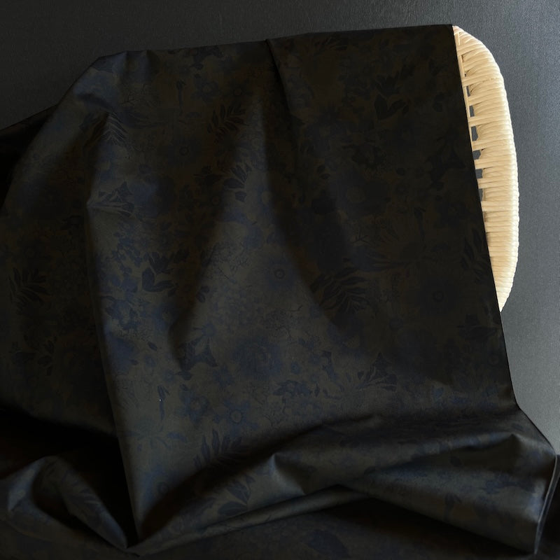 Sevenberry - Cotton Poplin - Over-Dyed Floral - Burnt Coffee with Navy