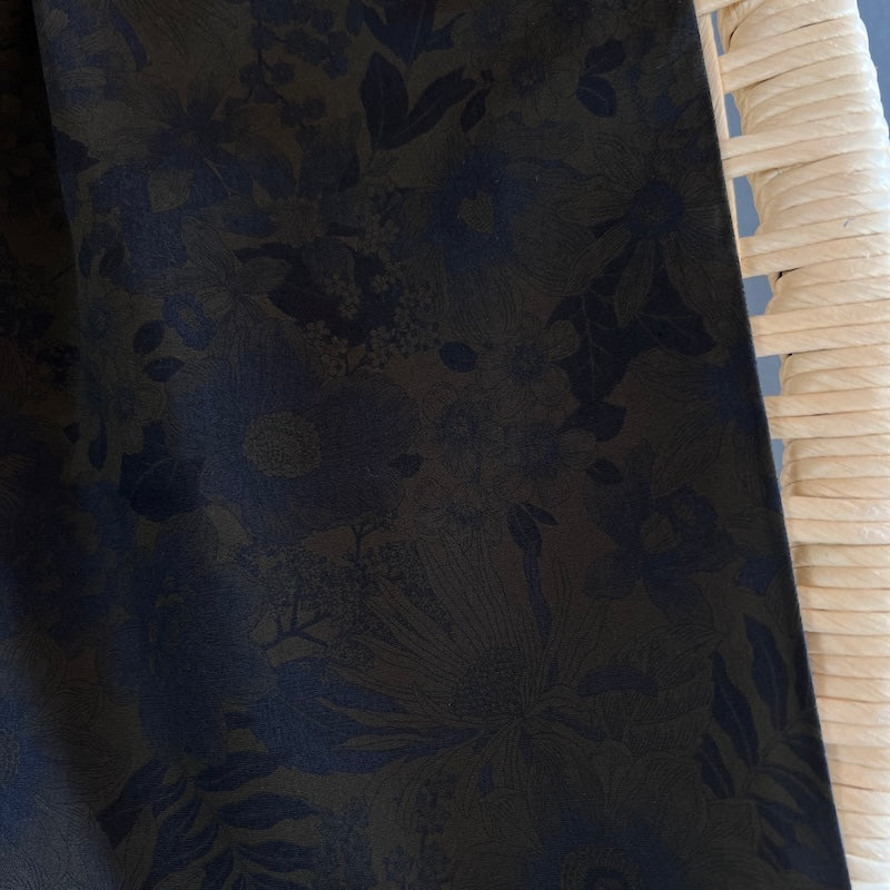 Sevenberry - Cotton Poplin - Over-Dyed Floral - Burnt Coffee with Navy