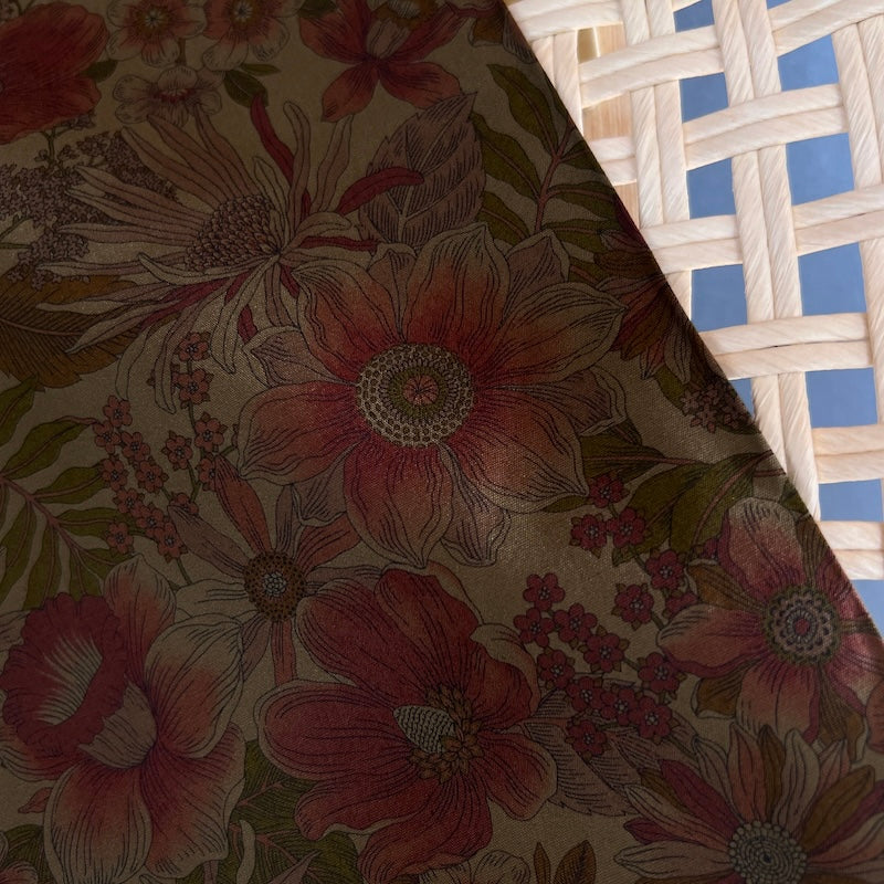 Sevenberry - Cotton Poplin - Over-Dyed Floral - Burgundy and Olive