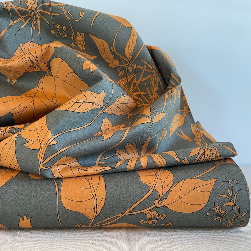 Hokkoh - Cotton Poplin - Wildflowers - Pumpkin on Smoke