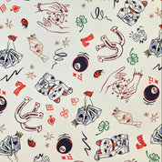 Pattern of lucky charms and symbols on a white background