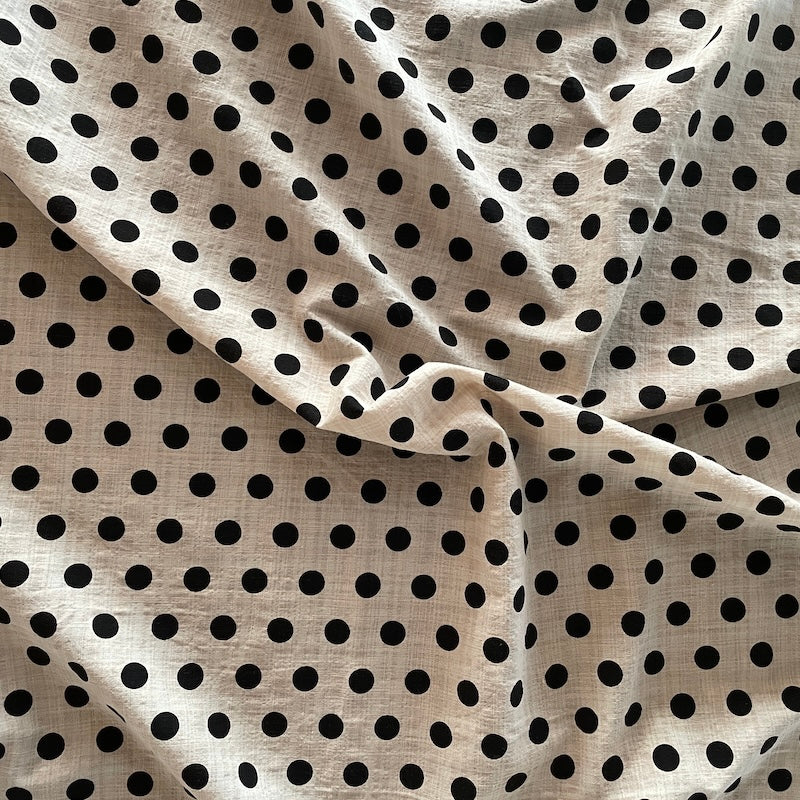 Isee Fabric - Cotton Rayon - Dot - Black Ink