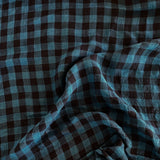 Isee Fabric - Washed Linen - Mill House Check - Indigo
