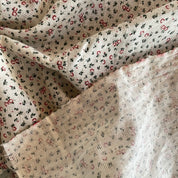 Isee Fabric - Crinkle Cotton Jacquard - Soft Florals - Rosebud