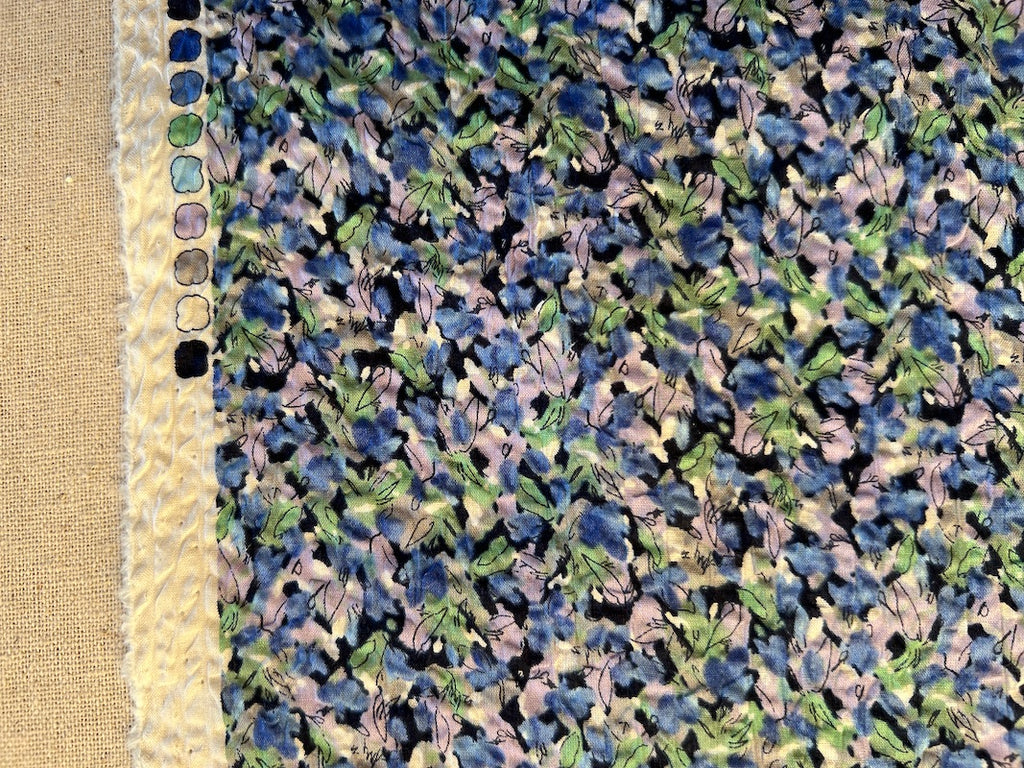 Hokkoh - Cotton Seersucker - Small Floral - Lavender and Blue