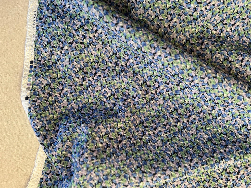 Hokkoh - Cotton Seersucker - Small Floral - Lavender and Blue