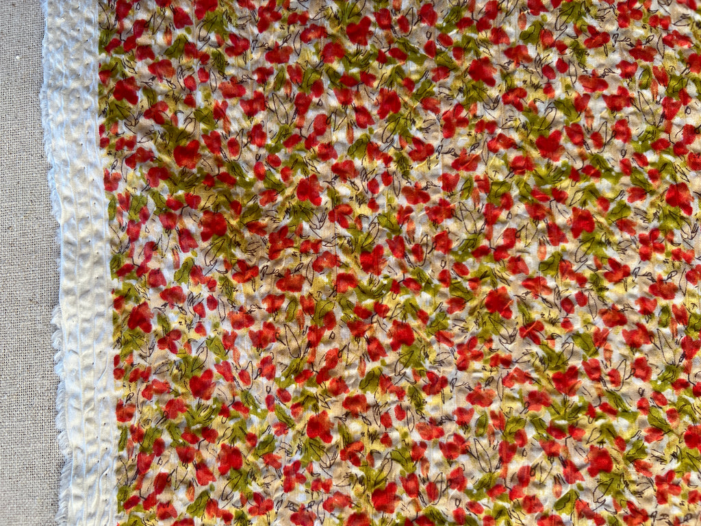 Hokkoh - Cotton Seersucker - Small Floral - Cherry Red
