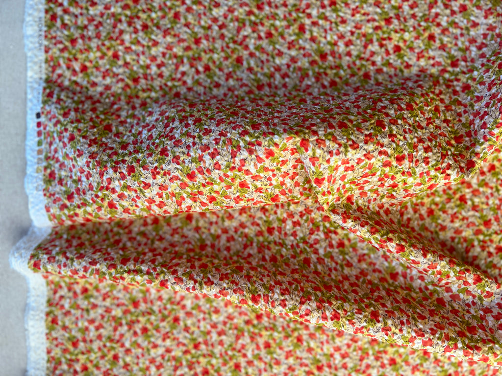Hokkoh - Cotton Seersucker - Small Floral - Cherry Red