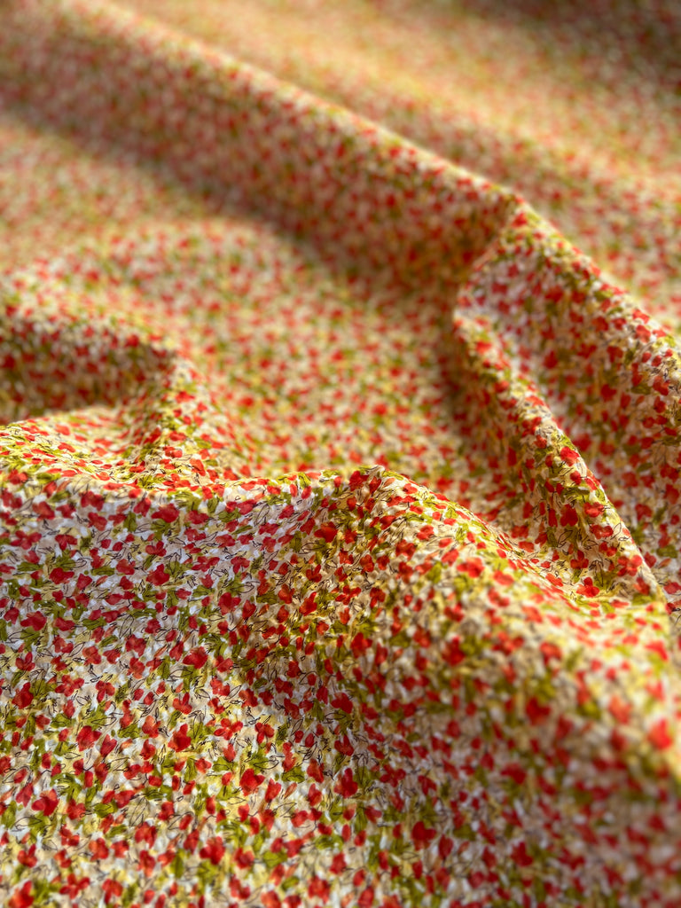 Hokkoh - Cotton Seersucker - Small Floral - Cherry Red