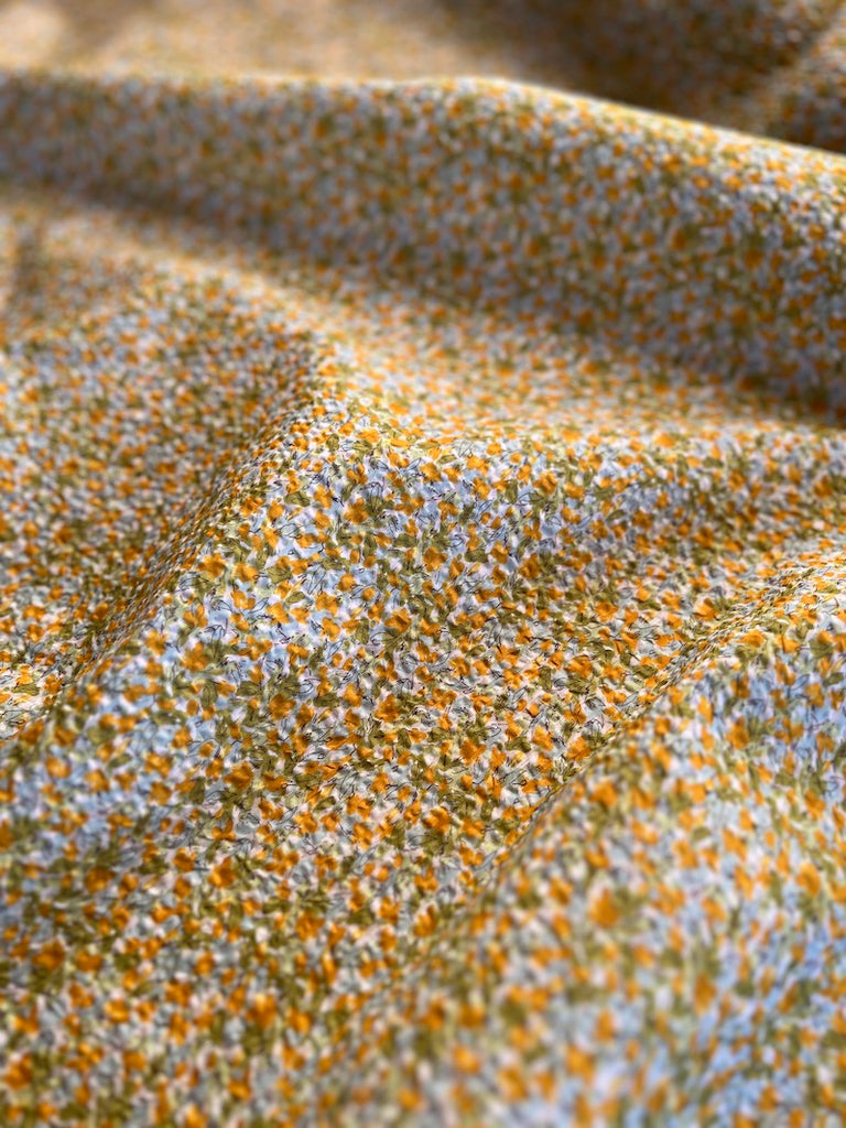 Hokkoh - Cotton Seersucker - Small Floral - Sunny Sky