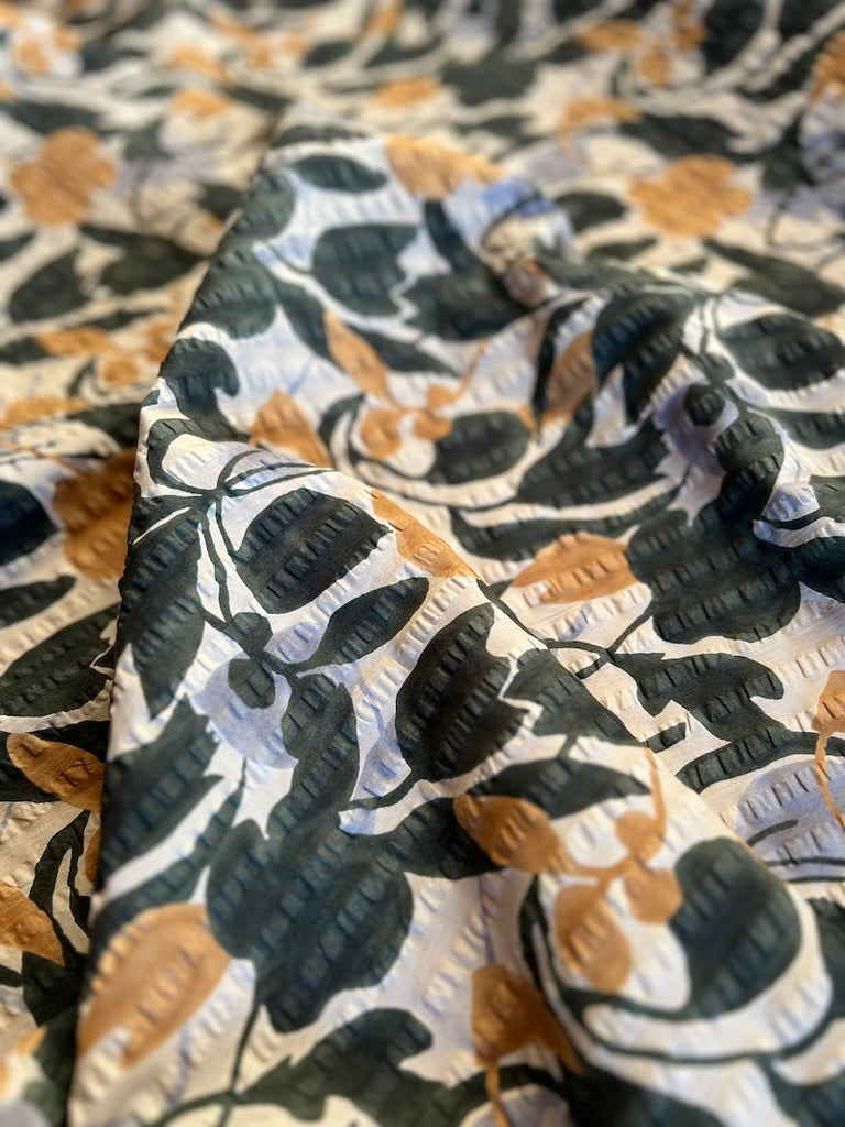 Hokkoh - Salt Shrunk Cotton - Large Floral - Mustard on Gray