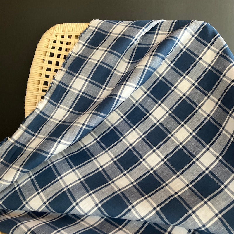 Irish Linen - Lismore Plaid - Blue and White