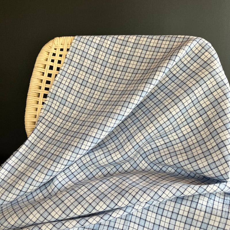 Irish Linen - Gurteen Plaid - Navy, Blue, and White