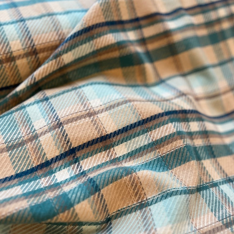 SALE-Art Gallery - Highland Flannel - Royal Plaid Twill - Horizon