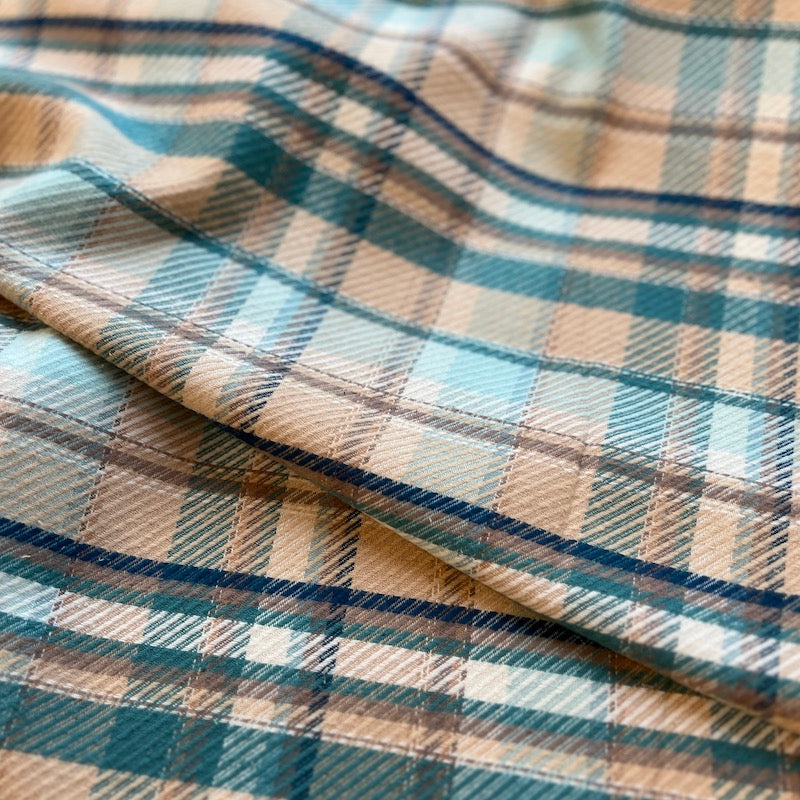 SALE-Art Gallery - Highland Flannel - Royal Plaid Twill - Horizon