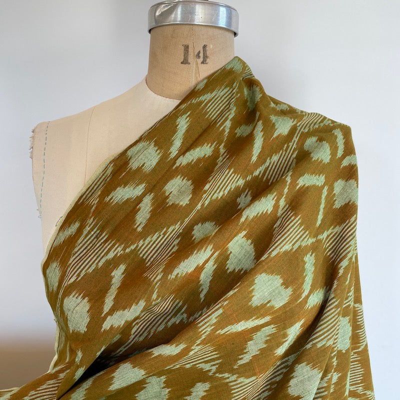 Pochampally Handloomed Ikat - Yellow With Touch Of Green