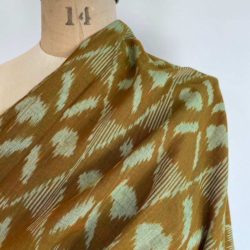 Pochampally Handloomed Ikat - Yellow With Touch Of Green