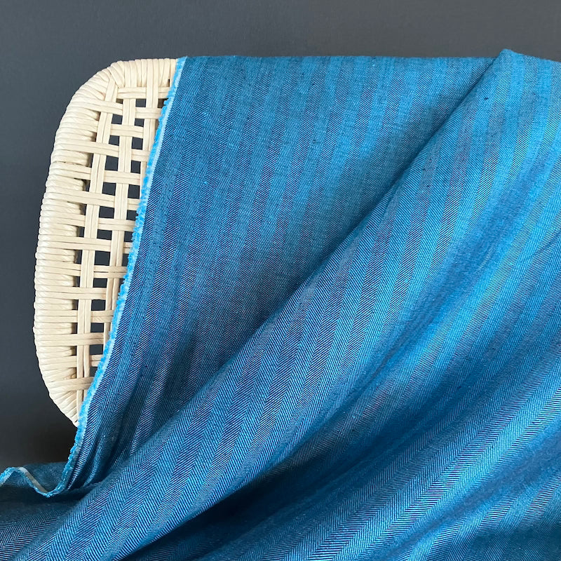 Irish Linen - Glin Herringbone - Blue