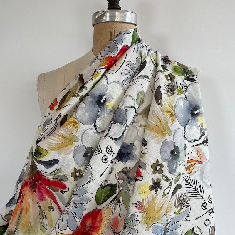 Digital Print Linen - Multi Colored Floral