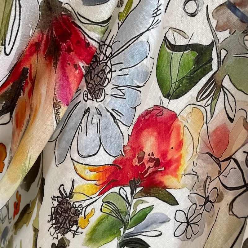 Digital Print Linen - Multi Colored Floral