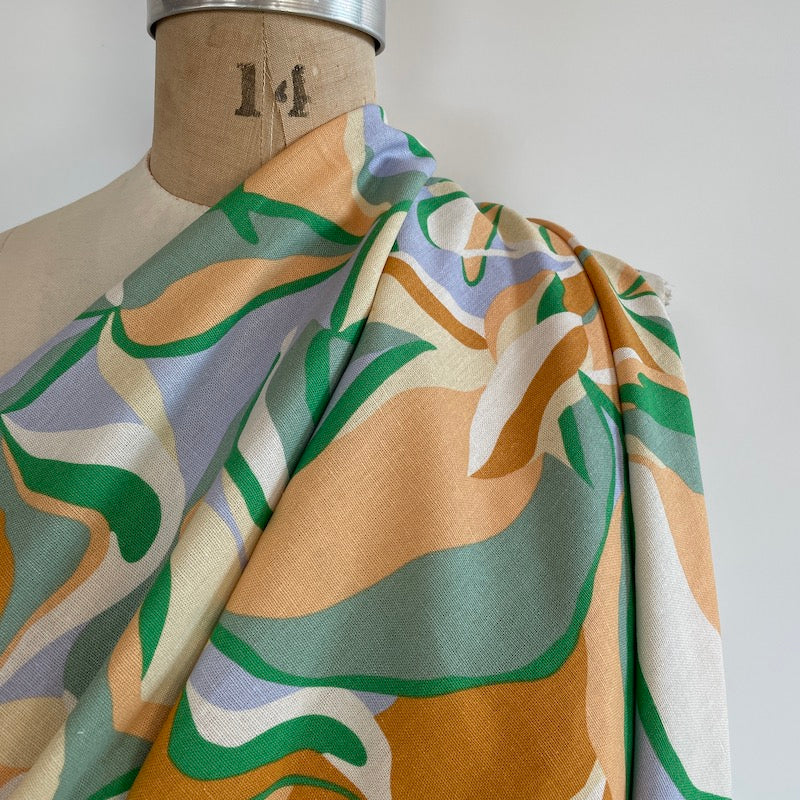 Rayon Linen Blend - Palma - Orange and Green