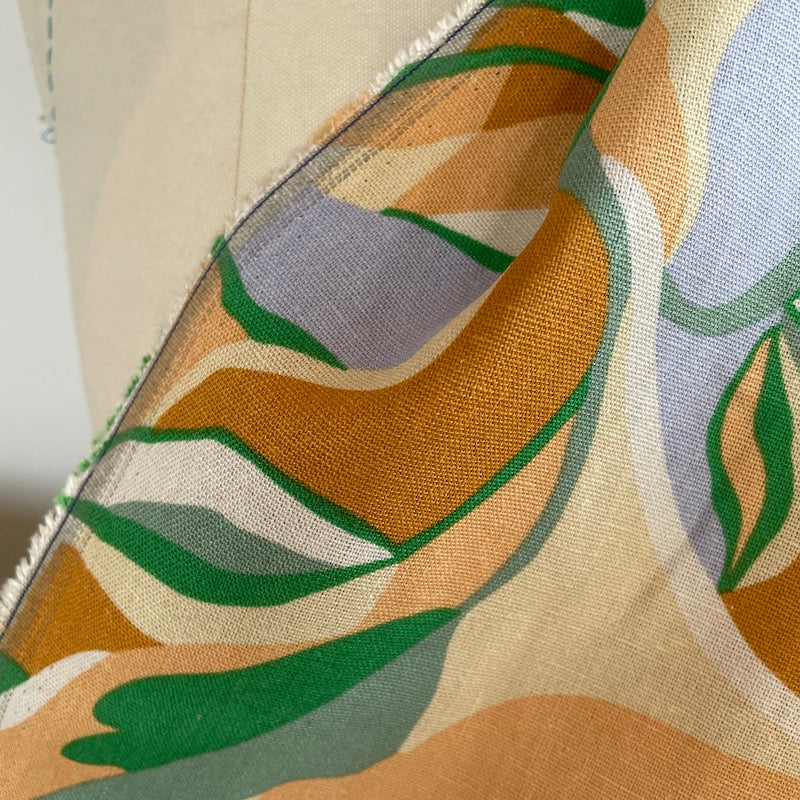 Rayon Linen Blend - Palma - Orange and Green