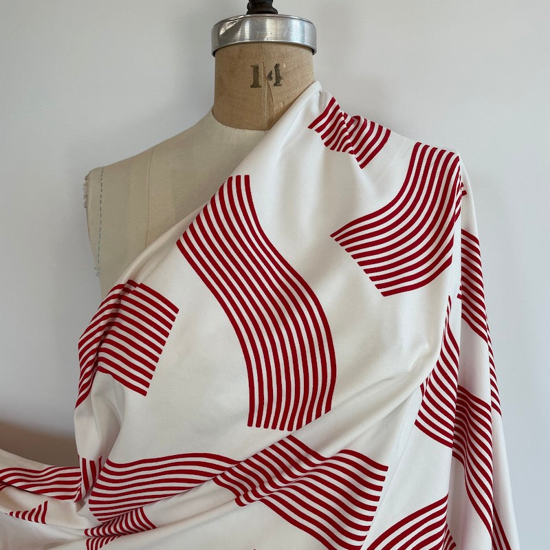 Cotton Jersey - Perla - Ecru and Red