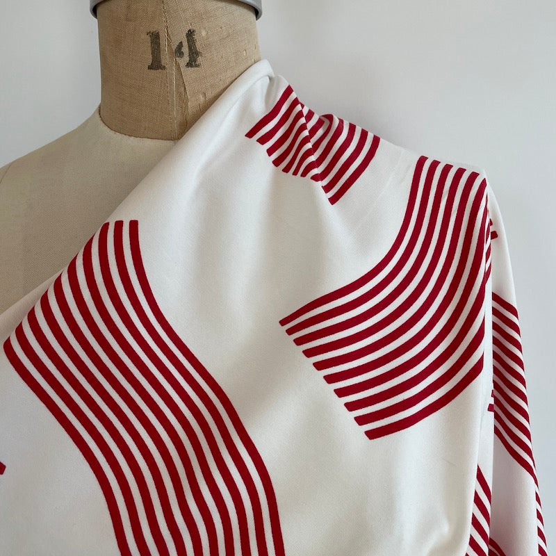 Cotton Jersey - Perla - Ecru and Red