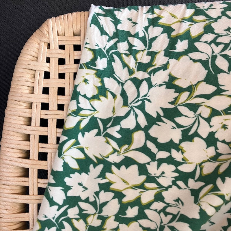 Verhees - Bamboo Cotton Jersey - Floral on Forest