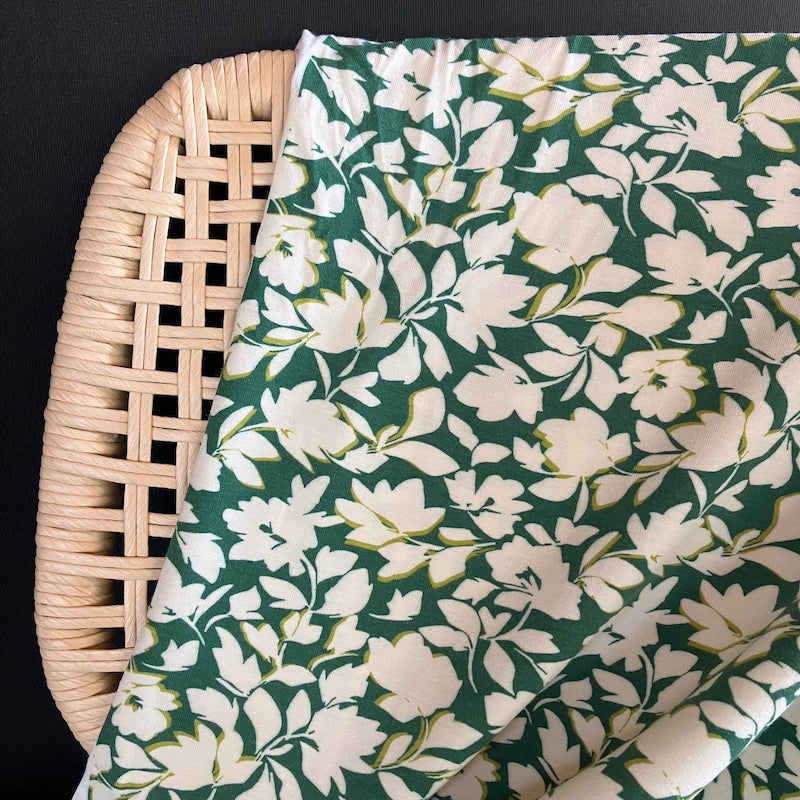 Verhees - Bamboo Cotton Jersey - Floral on Forest