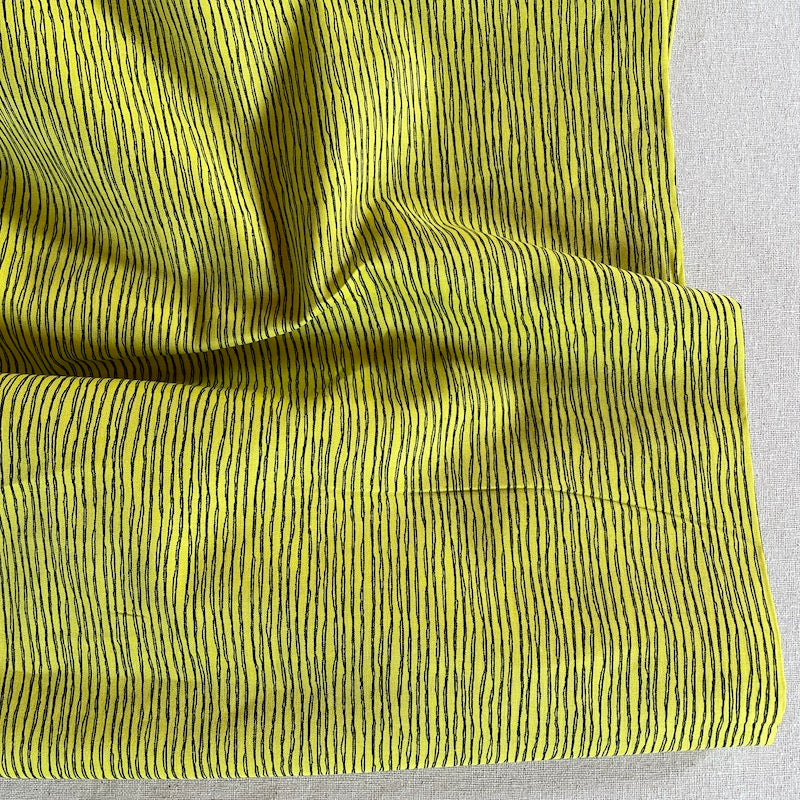 Sevenberry - Cotton Sheeting - Sketchy Vertical Lines - Yellow