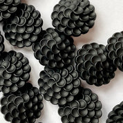 Textile Garden - Metal Button - Chrysanthemum - Matte Black - Various Sizes