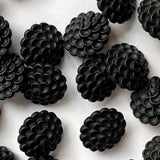 Textile Garden - Metal Button - Chrysanthemum - Matte Black - Various Sizes