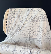Deadstock - Silk Georgette - White with Black Leaves