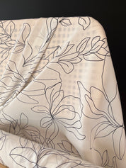 Deadstock - Silk Georgette - White with Black Leaves