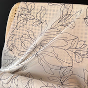 Deadstock - Silk Georgette - White with Black Leaves