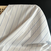 Deadstock - Lightweight Cotton Broadcloth - White with Navy Stripe