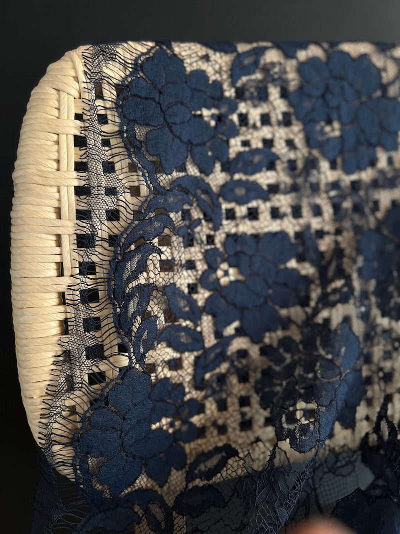 Deadstock - Lace - Navy with Roses