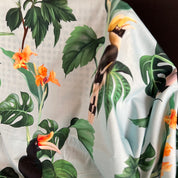 Deadstock - Cotton Lawn - Tropical Birds and Flowers on Blue