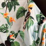 Deadstock - Cotton Lawn - Tropical Birds and Flowers on Blue