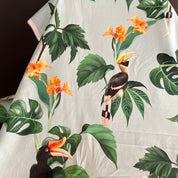 Deadstock - Cotton Lawn - Tropical Birds and Flowers on Blue