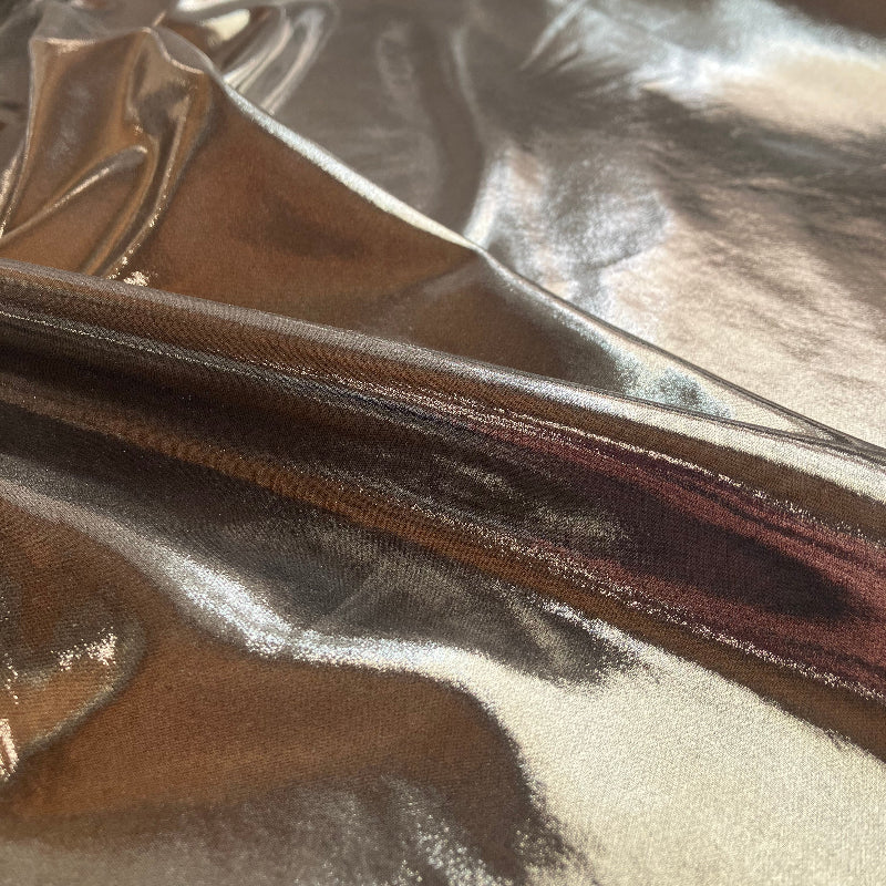 Close-up of metallic fabric with reflective surface