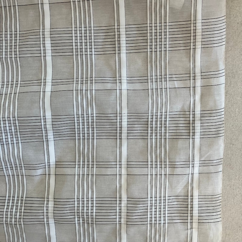Organdy - Silk Cotton Blend - Plaid Check - Black and White
