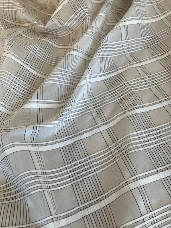 Organdy - Silk Cotton Blend - Plaid Check - Black and White
