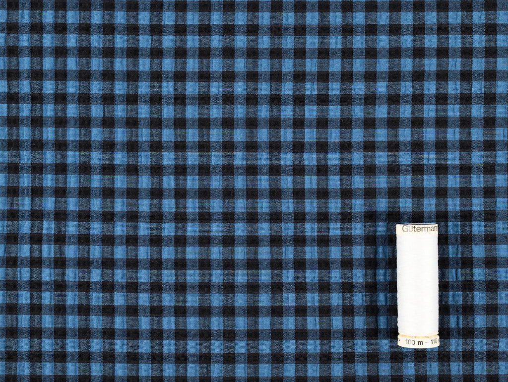 Fabric Godmother - Cotton Seersucker - Rowan Gingham - Indigo and Black