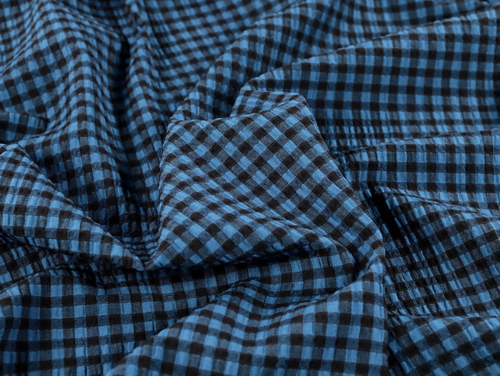 Fabric Godmother - Cotton Seersucker - Rowan Gingham - Indigo and Black